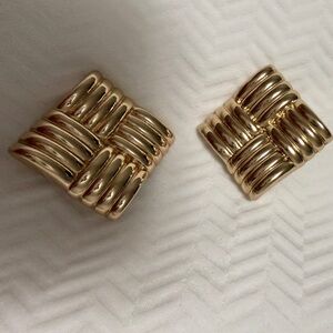 8 OTHER REASONS Gold Pleated Waterproof Woven Earrings